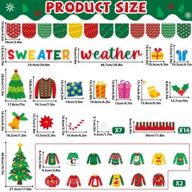 Christmas Bulletin Board Decorations Ugly Sweater Snowman Snowflake Cutouts Christmas Bulletin Board Set Xmas Winter Classroom Decor for Holiday School Blackboard Wall Decor Party Supplies
