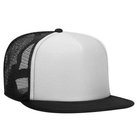 OTTO Wholesale 12 x Cap SNAP 5 Panel High Crown Mesh Back Trucker Snapback Hat (031603 - Blk/Wht/Blk) (OSFM - Adult)