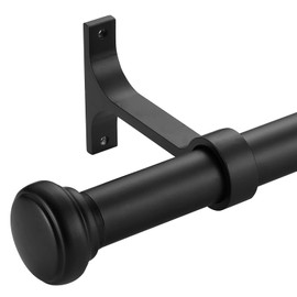 Heavy Adjustable Curtain Rod, 1 inch, 28-48 inch, Round Cap, Ceiling Mount, Premium Aluminum Brackets, Outdoor Patio