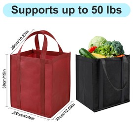 CLRBEATTY 24 Pcs Reusable Grocery Bags, Large Foldable Shopping Bags, Washable Non Woven Grocery Bag with Handles, Heavy Duty Shopping Tote Bag for Groceries Vegetables Fruit(6 Colors)