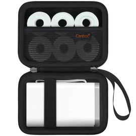 Canboc Hard Carrying Case Compatible with NELKO/TYPONOS P21 Label Maker Machine, Portable Bluetooth Label Printer Box, Zip Mesh Bag Fits Label Paper and Charging Cable, Black, black, For camera body