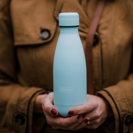 Nerthus FIH 712 Pastel Blue 18/8 Stainless Steel Double Wall Thermos Flask for Cold and Hot Drinks, BPA Free, 350 ml