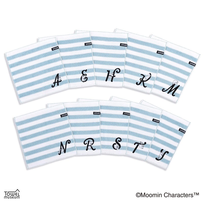 MOOMIN Initial Stitch Moomin Towel Handkerchief BY Blue Initial Y