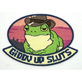 Retro Giddy Up Frog Adult Humor Funny Prank Retro Vintage Style Patch Hat Cap Iron On