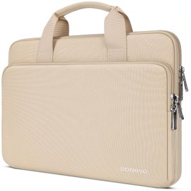 DOMISO 17 inch Laptop Sleeve Protective Case Cover Compatible with 17-17.3 inch HP Dell ASUS Lenovo Chromebook,Waterproof Computer Cases Bag with Handle,Beige