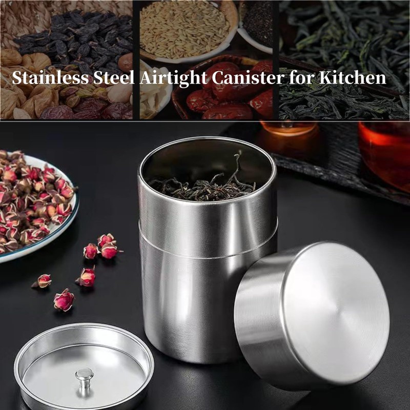 AUNMAS Tea Tin Canister, Stainless Steel Coffee Sugar Storage Container