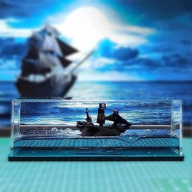Chilifuli Cruise Ship Fluid Drift Bottle, Unsinkable Boat in a Box, Titanic Model Liquid Wave Decoration, That No Longer Sinks Toy, for Car Display Cases and Gifts-A