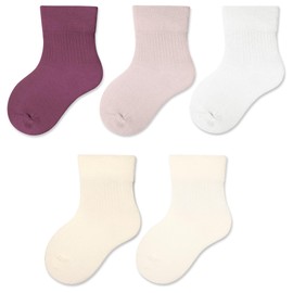 BebeBiu 5 Pairs-Baby Grip Ankle Socks Multipack Cozy Socks Newborn Infant Toddlers Socks Organic Cotton | Kids Boys Girls Ankle Socks (1-3 T, Cranberry)