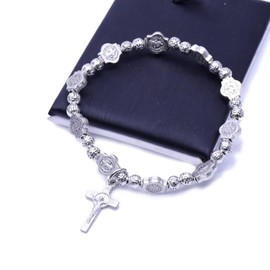 Silver Cross Bracelet for Women San Benito Bracelet Flower Link Bracelet Jesus Cross Charm Bracelet Crucifix Necklace Vintage Gothtic Punk Bracelet(cross)