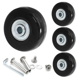 Suiwotin 4pcs 45 x 18mm Luggage Wheels - Black Rubber Suitcase Wheels Repair Kit, Smooth Replacement Parts for Carry-on Roller Bags and Trolleys