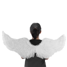 Feather Angel Wings White Feather Wings for Kids/Adults, Feather Dress Up Props for Party, Costume, Kids Boys Girls Halloween Christmas Gift (S)
