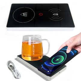 Electric Coffee Warmer, Cup Warm, Smart 2-in-1 Drink Warmer, USB 55°C Pad Coffee Warmer with Constant Temperature, Heated Coaster for Office, Home Use, Coffee (White)