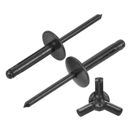 sourcing map 50Pcs 3/16"x1" Aluminum Large Head Tri Grip Rivets, Large Flange Tri Grip Rivets for DIY, Sheet Metal, Automotive Repairs, Furniture, Marine Boat (Black)