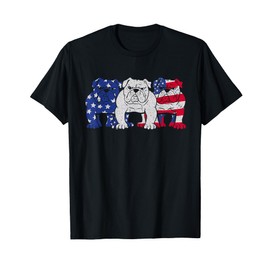 English Bulldog Dog American Flag Puppy Lover 4th of July T-Shirt