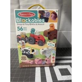 Melissa & Doug 2X Farm Snap and Play,Mix and Match Connectable Wooden Building Blocks Play