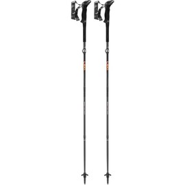 LEKI Makalu FX.One Carbon Adjustable Lightweight Walking Poles for Trekking & Hiking - Black-Naturalcarbon-Orange - 125 cm