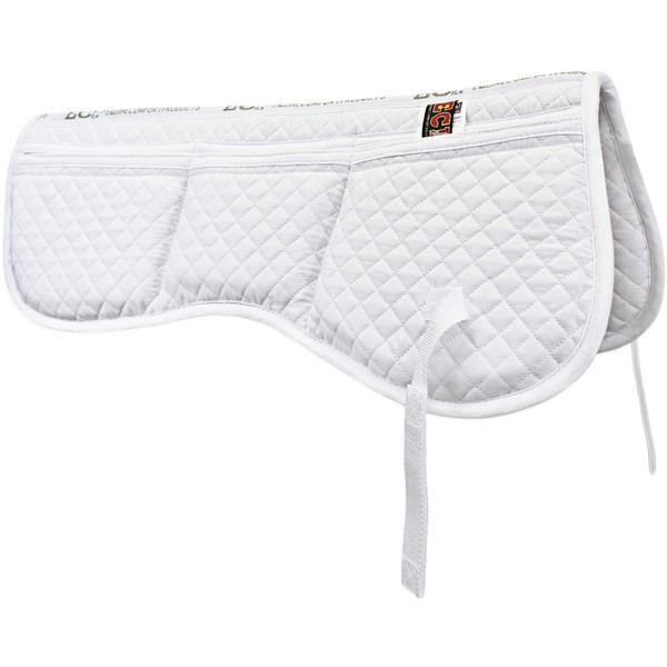 ECP All Purpose Diamond Quilted Poly Cotton English Half Saddle Pad with Therapeutic Contoured Correction Support Pockets, 18 Memory Foam Shims Included