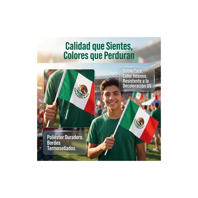 100pzs Banderas México Tela Mini Bandera Mundial Futbol 2026