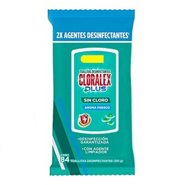 Cloralex Toallitas Desinfectantes Fresco Aroma Sin Cloro 84 Pzs