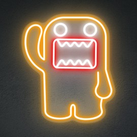 Domo Kun Neon Sign LED Light Decor for Teen Bedrooms, Anime Rooms, Gift for J-Culture Enthusiasts, Kawaii Fans, Funky Home Decor Lovers Playful Japanese Character, Unique Statement Pieces
