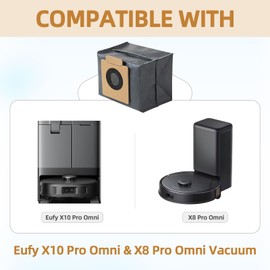 5 Pack Dust Bags for Eufy X10 Pro Omni & X8 Pro with Self-Empty Station Robot Vacuum Cleaner Bags, Robot Replacement Bag Accessories Part,Large Capacity