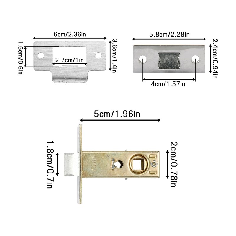 Tabanzhe Tubular Latch-45mm Polished Chrome Tubular Durable Latch Standard Interior