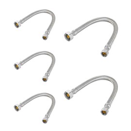 Pack of 5 Foskan 20” Braided Faucet Supply Lines,3/8" COMP x 1/2" FIP Water Connection,Stainless Steel Faucet Hose,Connection to water shut-off valve（20-Inch Length）