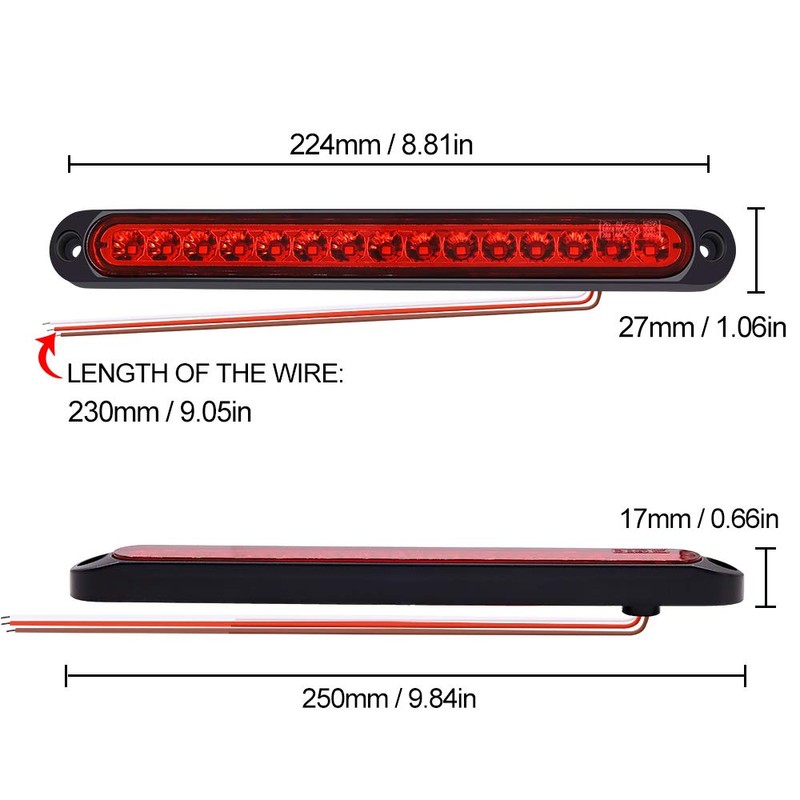 Biqing 1X 15LED Red Stop Brake Light,Universal 12V 24V Trailer