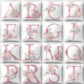 Tillskuch Cushion Cover, 40 x 40 cm, Pink Cushion Covers, Letter Sequence, Decorative Cushion, Sofa Cushion, Couch Cushion, Decorative Cushion Cover, Decorative Cushion Covers for Living Room, Bedroom