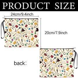 CREATCABIN Magic Makeup Bags Polycotton Cosmetic Bag Multi Purpose with Metal Zipper Bag Organizer Toiletry Travel Purse Pouches Makeup Gifts for Wizard Series Fans 9.4x8Inch