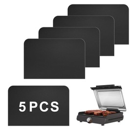 5 PCS Reusable Grill Mat Compatible with Ninja Sizzle Indoor Grill & Griddle GR101, Non-stick Grill Accessories Liner for Indoor Electric Griddle