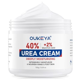 OUKEYA Okiya New Formula Contains 40% Urea Cream + 2% Salicylic Acid for maximum strength on feet Dry Cracks Hands Heels Moisturizing Repair Lotion for Knees Elbows Cone Removal Exfoliation 5.29 Ounce (42% Urea / 오키야 새로운 포뮬러 우레아 크림 40% + 살리실산 2% 함유로 발에 최