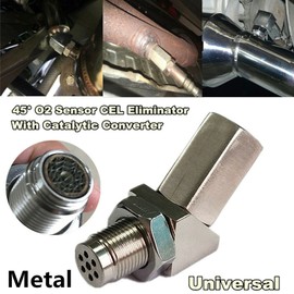 Akozon Oxygen Sensor Adapter, 45° Angled Oxygen Sensor Extender Spacer M18 x 1.5 Thread Adapter Catalytic Converter for Car
