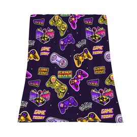 Gamer Blanket 60" x 50" Super Soft Flannel,Gaming Blanket Gifts for The Ultimate Gamer for Kids Teens SonHusbands Men Boyfriends(Purple)