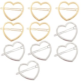 10 Pcs Hollow Smooth Love Heart Hair Pins Clip - Fashion Cute All-Match Hairpin Side Clamp Liu Hai Horse Tail Clip for Women Lady