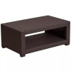 Flash Furniture Wicker Patio Coffee Table in Chocolate Brown