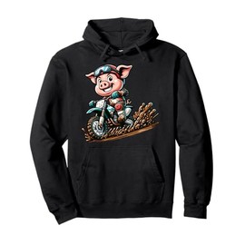 Motocross Pig Riding Muddy Adventure Pullover Hoodie