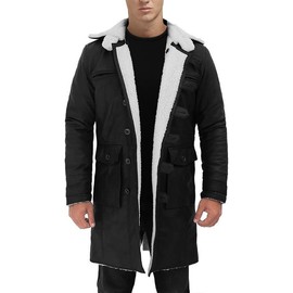Bane Coat - Dark Knight Rises Bane Costume - Tom Hardy Black Shearling Pea Coat