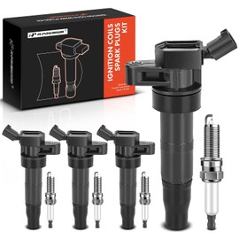 A-Premium Set of 4 Ignition Coil Pack and Iridium Spark Plugs Compatible with Hyundai Sonata 2012-2014, Santa Fe Sport 2013-2015 & Kia Optima 2011-2015, Sportage 2011-2016, 2.0L