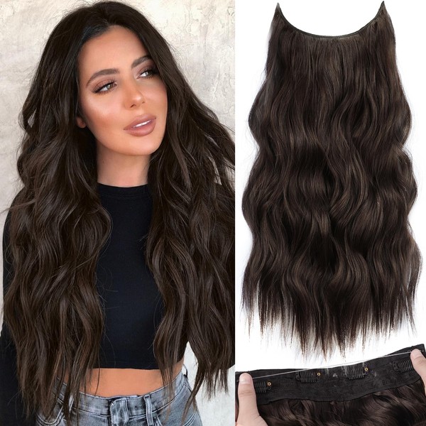 KooKaStyle Invisible Wire Hair Extensions with Transparent Wire Adjustable Size
