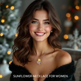 Meeshi Christmas Gifts for Women Wife - 18k Gold Plated Sunflower Necklace for Women, Wife Birthday Gift Ideas for Her Anniversary, You Are My Sunshine Gifts Womens Jewelry for Girlfriend Mom Daughter