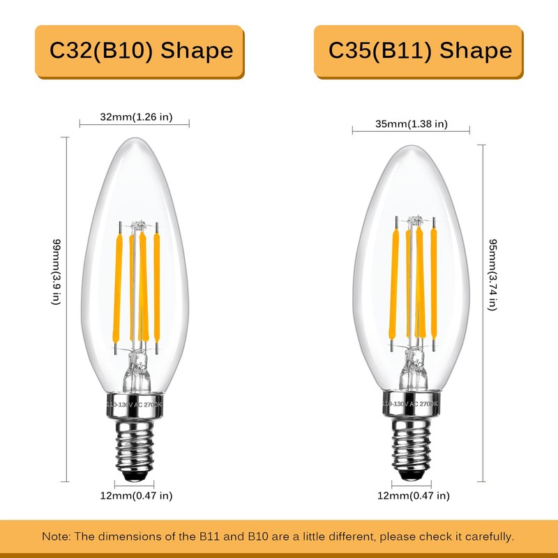 Brtstiun Dimmable E12 LED Bulb Candelabra Bulbs 40Watt Equivalent, 2700K