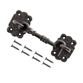 TERF® 150mm Heavy Duty Antique Black Cabin Door Hook and Eye Lock 150mm (6 inch) Cabinet Latch Catch including Fixing Screw For Door Gate Window Closet Shed Latch - Pack of 1