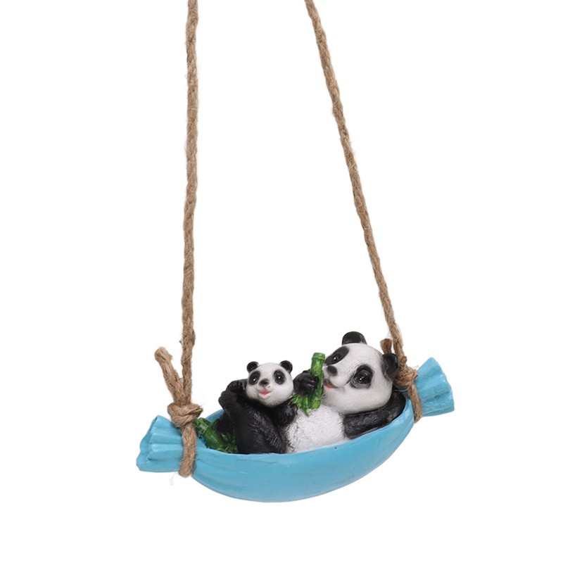 Swing Panda Statue Mother and Baby Panda Lying On The