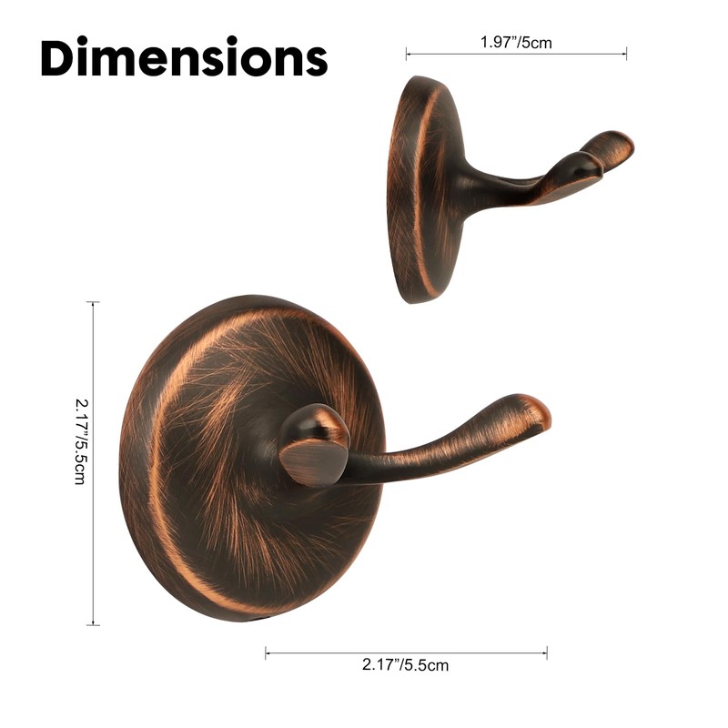 Ntipox Oil Rubbed Bronze Towel Hooks Antique, 2 Pack Coat