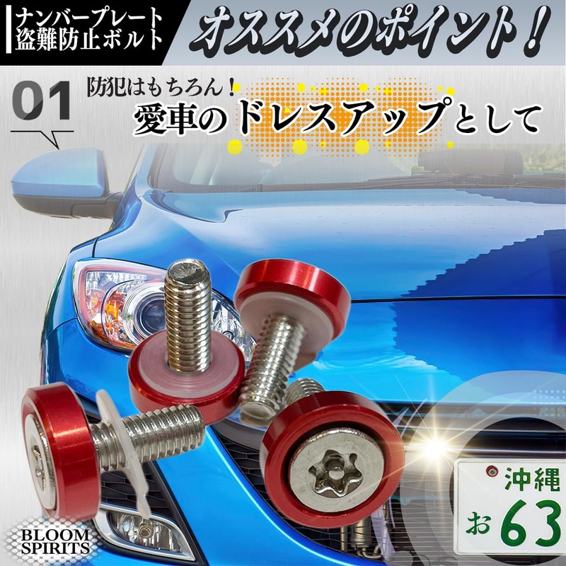 BLOOM SPIRITS License Plate Anti-Theft Bolts with Screws and Dedicated