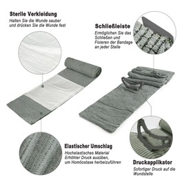 COZII 2 x 6 inch Israeli Bandage, Tourniquet Emergency Bandage, Double Vacuum Sealed Hemostatic Compression Bandage, Sterile Israeli Bandage for Outdoor Sports, Camping, Hiking, Climbing