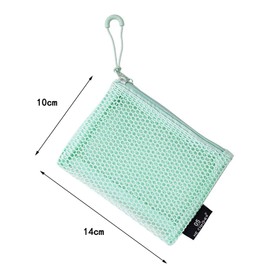 MiniMood Mesh Pouches, Double Storage Dividers, Zipper, Lightweight Mesh Material, Size 14x10cm, Set of 2, Cosmetic and Travel Accessories Organizer (1, Cyan)