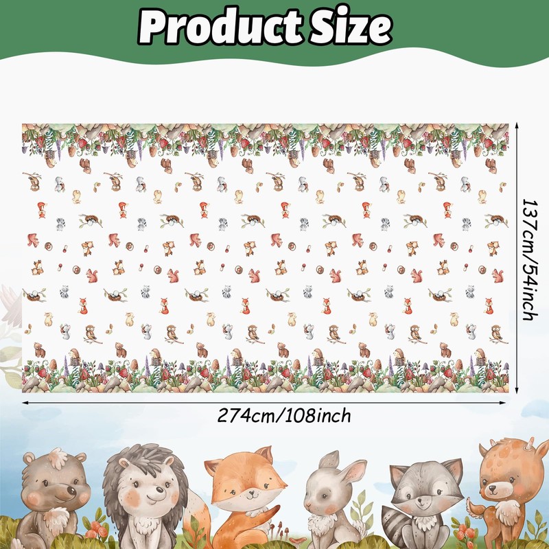 Woodland Animals Table Cloth Jungle Safari Plastic Table Cover Tablecloth