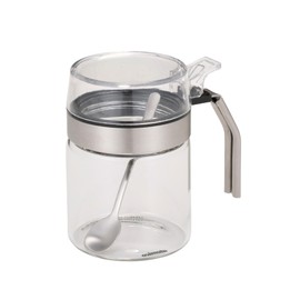 CBJAPAN Condiment Container, Condiment Pot, 8.5 fl oz (250 ml), Heat-resistant Glass, Includes Spoon, Salt, Sugar, Flour, Potato Starch, Container, Atomico